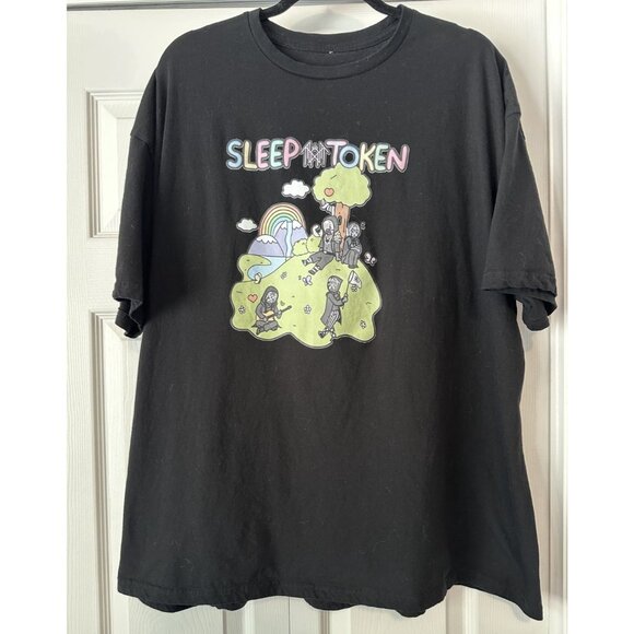 Sleep Token Tik Tok T shirt 3X black trees rainbow cartoon anime custom pastel - Picture 1 of 11